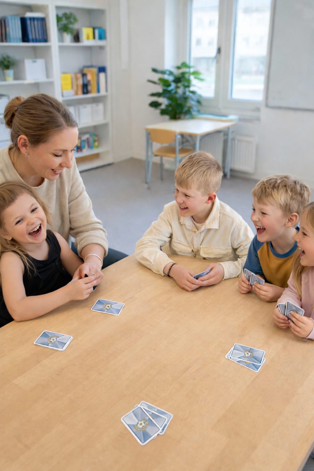 Barn spiller Fodboldkampen på fritidshjem