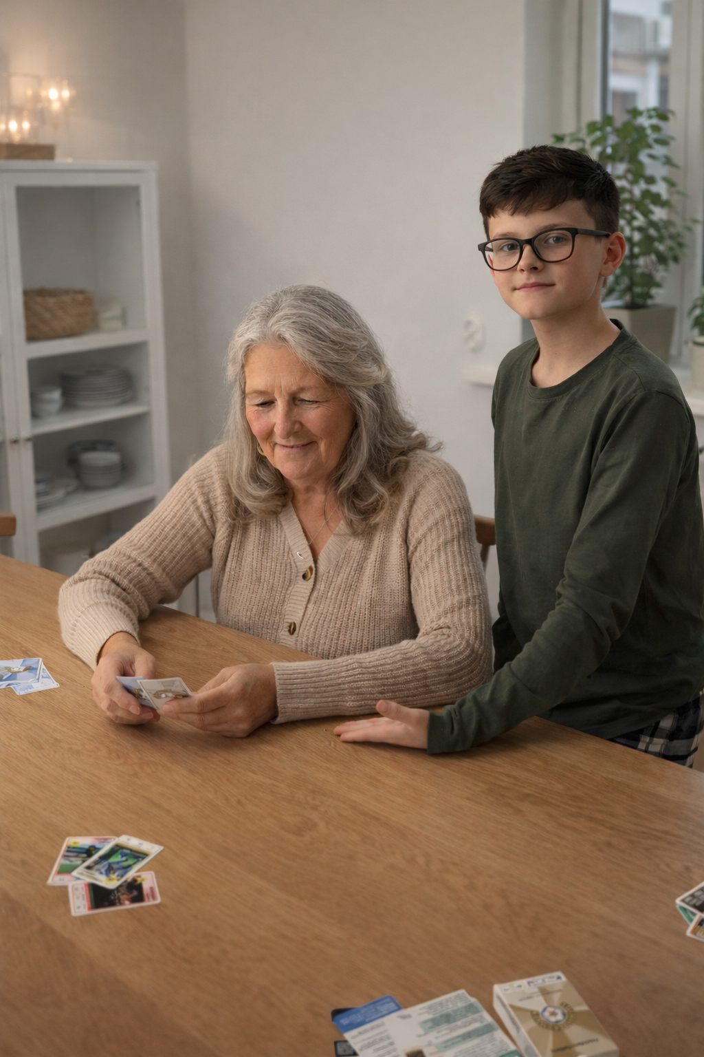 Farmor og barnebarn spiller