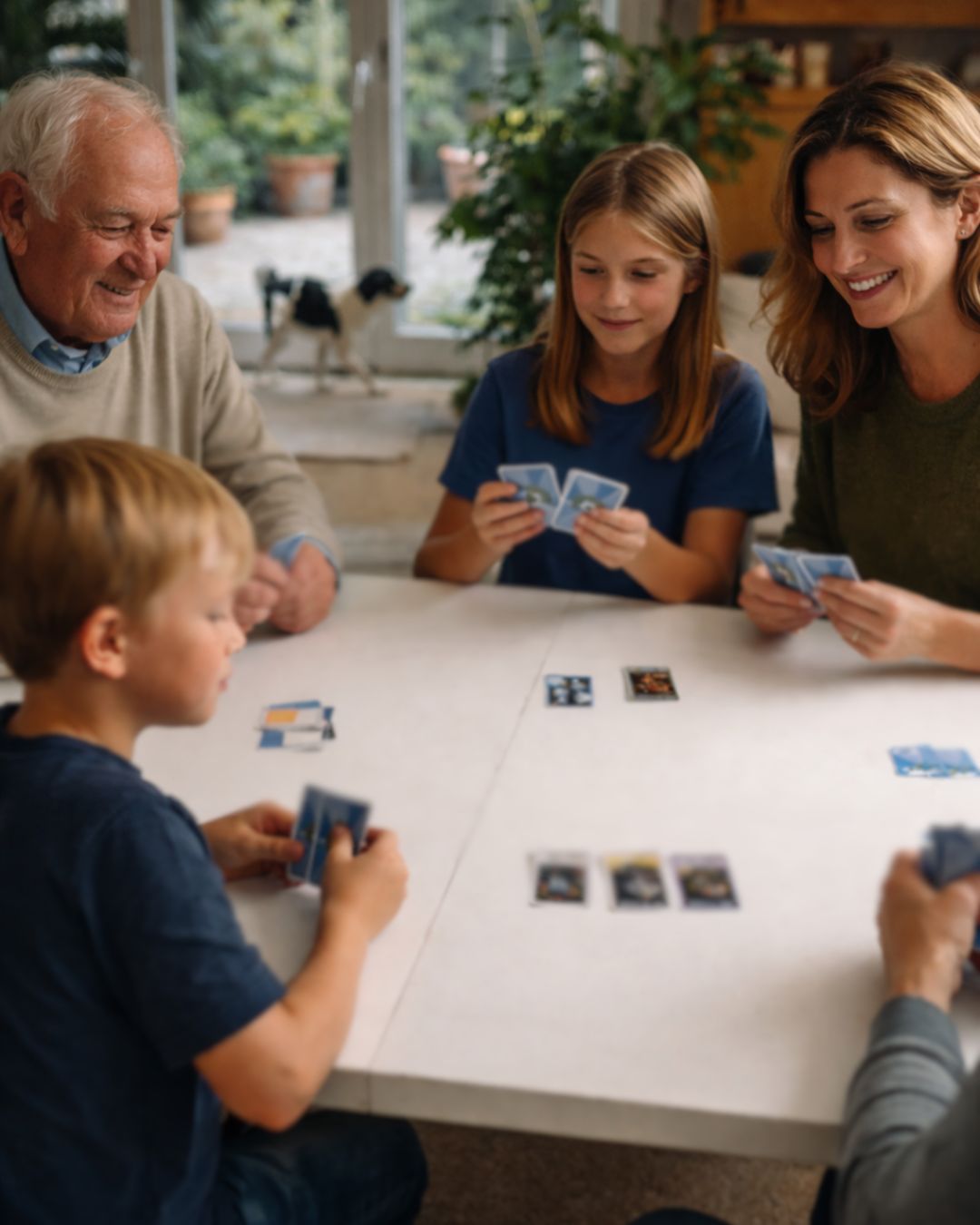 Familie spiller Fodboldkampen sammen