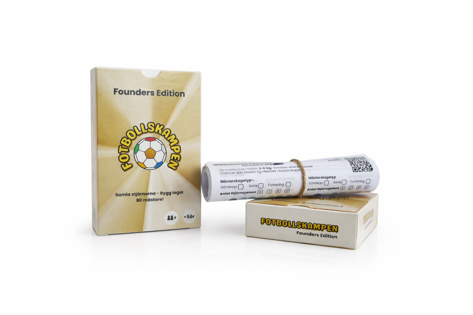 Fodboldkampen Founders Edition — emballage og kort